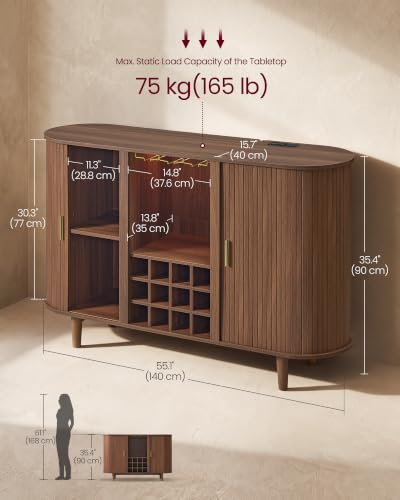 Storage Cabinet, Sideboard with LED Lights and Power Strip