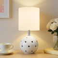 Small Table Lamp,14" White Ceramic Bedside Lamp for Girls Kids Bedroom,Dorm