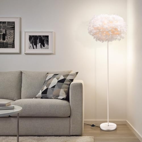Feather Floor Lamp,Floor Lamps for Living Room,Home Office Bedroom Decor,Floorlamp with White Lampshade,Modern Tall Standing Lamp for Dinningroom,Behind Couch,Girls'room,Corner