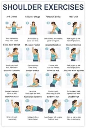 Shoulder Exercises Upper Body Mobility And Posture Workout Chart Neck And Arm Exercise Canvas Poster Wall Art for Living Room Bedroom Decor Unframe 20x30inch