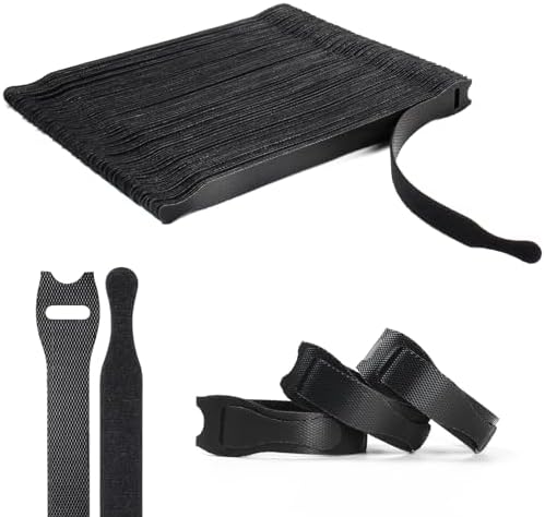 OneLeaf Cable Ties Reusable, 8 Inch Black Cord Management Straps