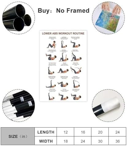 Lower Belly Abs Workout Lower Ab Exercises Core Floor Workout Chart Home Ab Core Home Gym Exercises Canvas Poster Wall Art for Living Room Bedroom Decor Unframe 16x24inch