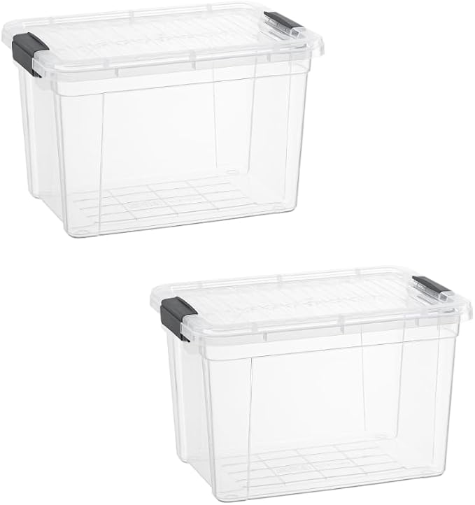 Superio Storage Bins with Lids- 2 Pack, 2.5 Qt Clear Boxes for Organizing, Stackable Plastic Containers- BPA Free, Non-Toxic, Odor Free, Organizer for Home, Office, Dorm