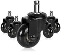 Hirate 2 inch Office Chair Caster Durable PU Wheel Replacement Set of 5 Black