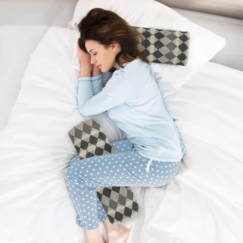 Bolster Pillow Spa Neck Roll Pillow Memory Foam Round Pillows for Bed Memory Foam Cylinder Round Pillow Cases with Zipper Argyle Plaid Dimgray
