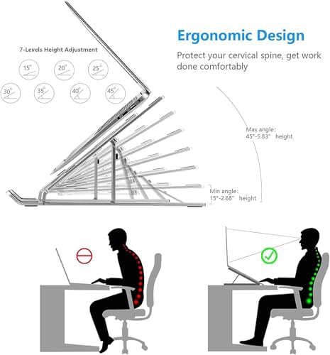 7-Level Adjustable Laptop Stand, Foldable Laptop Riser