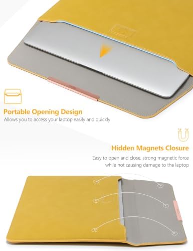 HYZUO 13.3-14 Inch Laptop Case Sleeve with Stand for MacBook,Olive Yellow