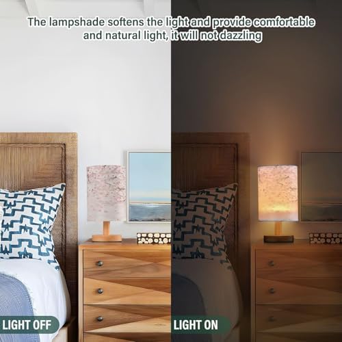 ALAZA Cherry Blossom Flower Floral Decor Bedside Table Lamp with USB Port for Bedroom Nightstand Office Desk LED Bulb Included