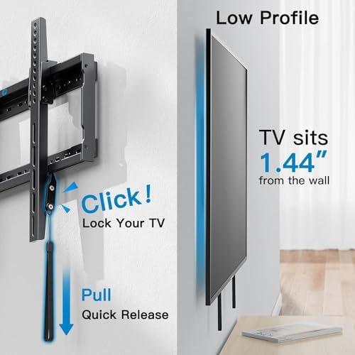 Pipishell Tilt TV Wall Mount Bracket Low Profile for Most 37-90 Inch LED LCD OLED Plasma Flat Curved TVs, Large Tilting Mount Fits 16"-24" Wood Studs Max VESA 600x400mm Holds up to 132lbs