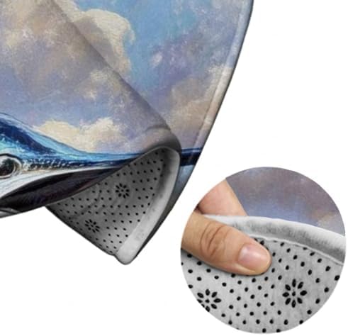 Highly Premium Quality Floor Mat, Office Chair Decor Mat, Room Sofa Yoga Soft Round Carpet Whimsical Fish Painting, 24inch