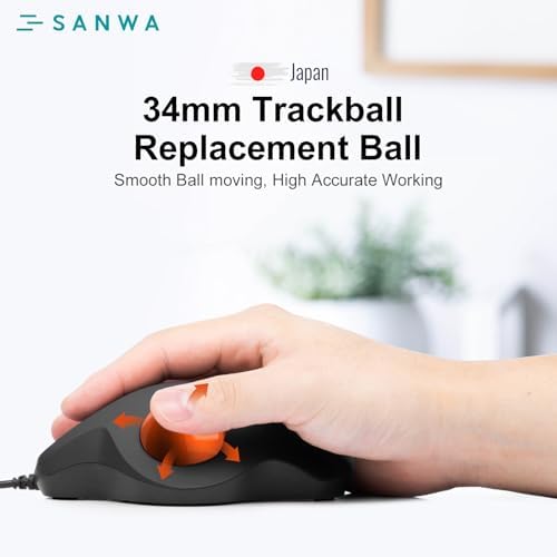 SANWA Trackball 34mm/1.34in, Replacement Ball for Logitech m575, m570, MX Ergo, Perixx, Kensington, Elecom, and Other Compatible Trackball Mouse, Glossy Orange