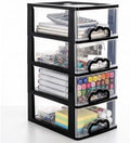 Cididu Desktop Organizer with 4 Drawers, Clear Plastic Storage Drawer Unit, Small Desk Organizer Storage Box, Durable Storage Bin Container Case for Countertop Stationery Pens Makeup Office Supplies