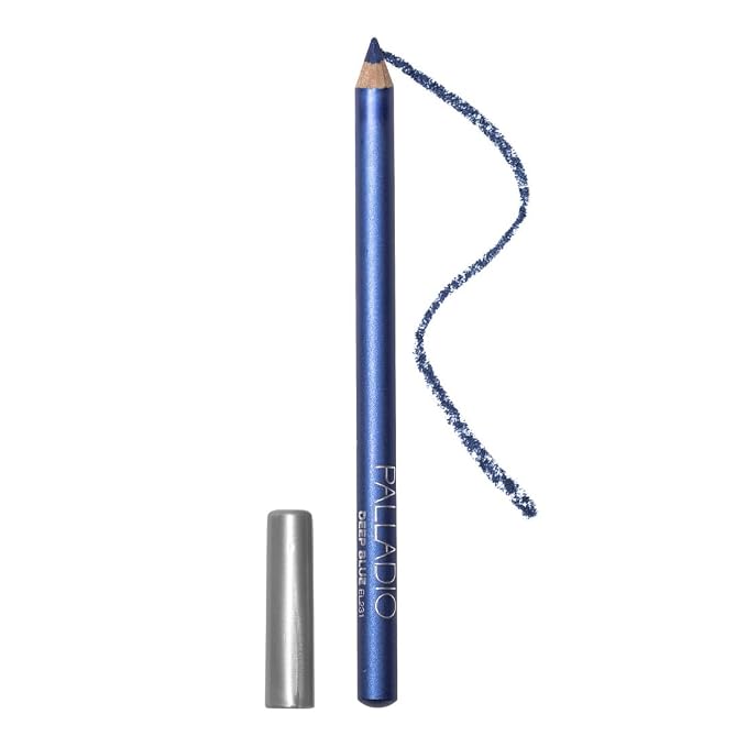 Palladio Wooden Eyeliner Pencil, Thin Pencil Shape, Easy Application, Firm yet Smooth Formula, Perfectly Outlined Eyes, Contour and Line, Long Lasting, Rich Pigment, Deep Blue