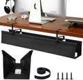 SHUWEI 48" Under Desk Cable Management Tray, Fabric, No-Drill Mount, Black