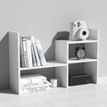 MASAKA B&W - Kawaii Storage Desktop Organizer for Your Desk Space, Double H Plants Display Shelf, Home Office Storage Rack Adjustable Stackable for Office, Dormitory (White*02)