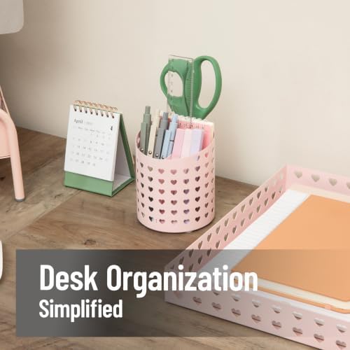 Mind Reader Metal Pen Cup Organizer, Pink