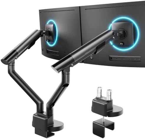monTEK Aluminum Dual Monitor Arm for 17-40" Screens, 24.3 lbs Each, Black