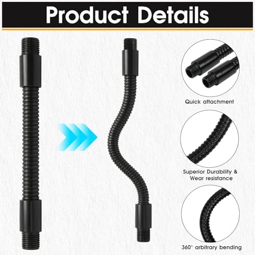 2PCS 9.8" Gooseneck Tubing Flexible 5/16" Male thread Alloy Steel Metal Arm Universal Bendable Extension Hose for DIY Lamps Microphone Stands Inspection Cameras