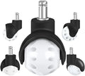 Office Chair Wheels Replacement 2 Inch Rubber Ball Caster Wheels for Wood Floor Carpet Mats, Set of 5, Heavy Duty Desk & Gaming Chair Casters 7/16" (11mm) Grip Ring Stem, Quiet Smooth Rolling (White)
