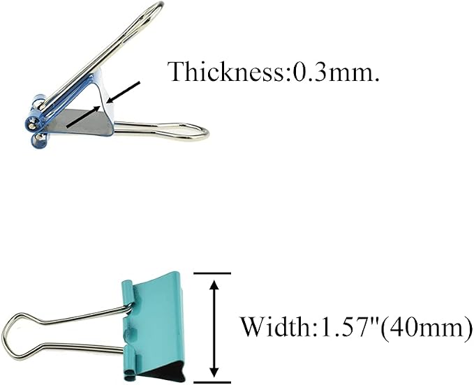 HAHIYO Binder Clips Paper Clamps Spring Steel Sturdy Large 1.57 inches Width 0.51 Inch Capacity No Sharp Edges Heavy Duty Tight Grip Reusable Color Metal Bright Finish for Home Office School 30 Pack