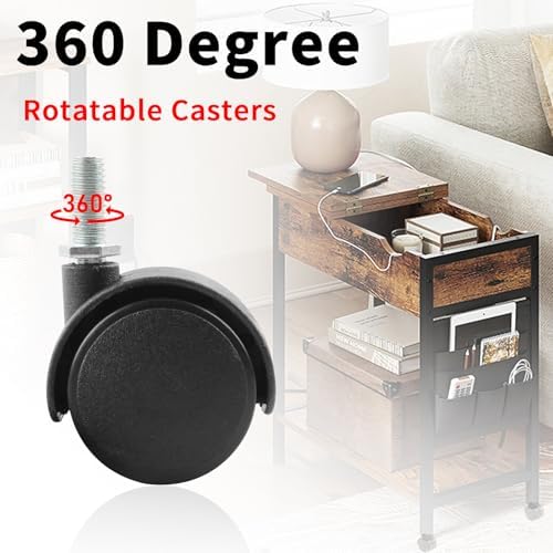 HOWDIA 1.5 Inch Swivel Caster Wheels for Cart, M8-1.25×20mm Threaded Stem Heavy Duty Casters, Nylon Wheels Replacement for Furniture, Table, Cabinet, Shelf（No Brake, 4 Pack）