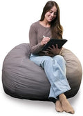 Big Joe Fuf Medium Foam Filled Bean Bag Chair with Removable Cover, Fog Lenox, Durable Woven Polyester, 3 feet Big