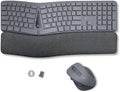 X9 Gray Ergonomic Keyboard and Mouse Wireless Combo - Split Keyboard and Mouse Set, Bluetooth/2.4G, Soft Wrist Rest, Rechargeable, Silent Keys, Multi-Device for Laptop, PC, Mac, iOS, Android