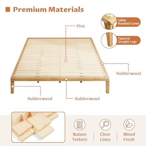 IOTXY Cal King Platform Bed Frame - 12" Solid Wood Mattress Foundation Base