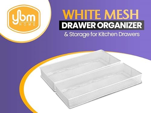 YBM Home Silver Mesh Drawer Organizer and Storage for Kitchen Drawers, Serves as School Supply Holder, Office Desktop Organizer Basket, Makeup and Craft Supplies Organization, (12 Pack, 8x12x2 Inch)