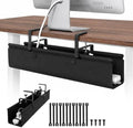 No Drill Under Desk Cable Management Tray, 28 Inch, Black
