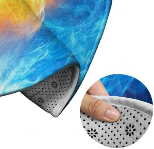 Large Home Decor Mat, Soft Round Yoga Carpet, Non Slip Machine Washable Home Office Circle Rug Red Blue Ice Fire