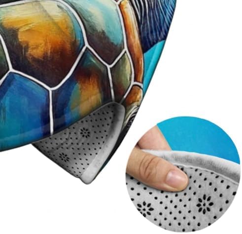 Large Home Decor Mat, Soft Round Yoga Carpet, Non Slip Machine Washable Kitchen Office Circle Rug Sea Turtle