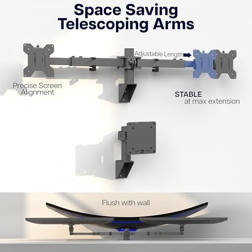 VIVO Black Dual Monitor & Single Ultrawide Wall Mount, MOUNT-WM123B