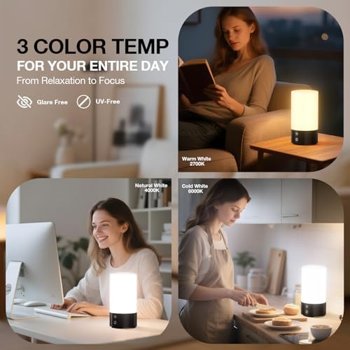 Bakzon Light Therapy Lamp 10,000 Lux UV-Free Sun Lamp, Full Spectrum 98 CRI Ra98 Flicker-Free, 3 Color Temperatures, 4 Brightness Levels, Timer, Memory & Remote – 360° Sunlight Lamp for Home Office