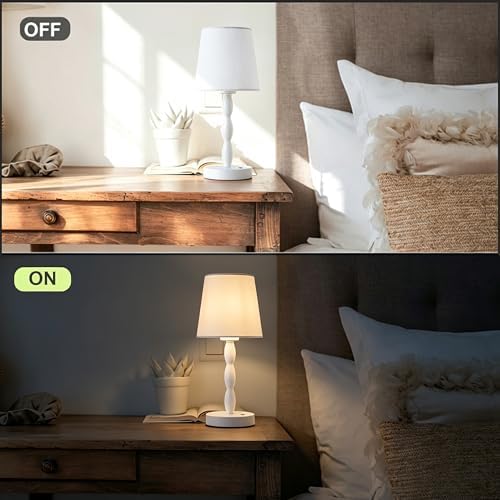 CASTLELIFE Rechargeable Cordless Table Lamp, 5000mAh Battery Powered Touch Desk Lamp, 3-Level & Stepless Dimmable Night Light, Portable Bedside Lamp for Bedroom, Outdoor, Bulb Included, White