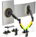 ARES WING RGB Dual Monitor Arm Desk Mount for 17-35 Inch Monitors, Black
