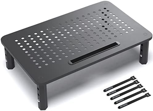 EVOOMI Monitor Stand Riser - Upgraded for Faster Productivity - Anti-Skid, HD Hexagonal Steel - Free Cable Ties - Computer Stand - Laptop, Desktop, Printer, iMac (Simple)