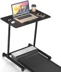 Eocnrhe Treadmill Desk, Mobile Small Standing Desk with Wheels for Walking Pad, Portable Table for Laptop, Rolling Table Adjustable Height, Bedside Table，Black