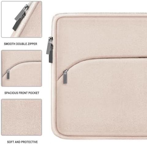 Laptop Case 13.3 inch, Portable Monitor Protective Laptop Sleeve with Front Pocket Computer Bag Compatible with MacBook Air Pro 13.3 inch 14 inch, Dell, HP, Light Pink
