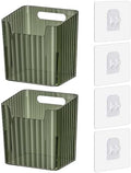 Lae Nuvole 2 Pack Adhesive Wall Storage Bins, Cabinet Door Organizer, Green