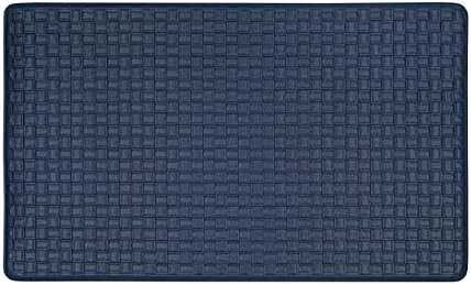 Woven-Embossed Faux-Leather Anti-Fatigue Mat, 18 x 30 in, Navy