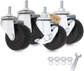 AXL 2" Caster Wheels, 1/4"-20 x 15mm Threaded Stem Casters with Brake, Standard US Coarse Thread, Quiet Rolling PVC Swivel Wheels for Furniture & Rolling Cart (4 Pack)