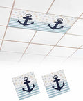 Christmas Anchor Magnetic Fluorescent Light Covers for Ceiling Lights 2 x 4 Feet,Nautical Sea Star Shell Stripe Blue Office Classroom Kitchen Drop Ceiling Light Covers Filters Shade Panel 2 Packs