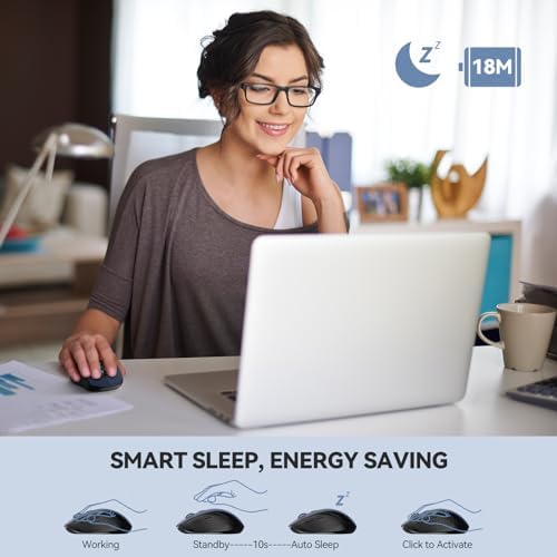 TECKNET 2-in-1 Bluetooth Mouse (BT 5.0/3.0+2.4Ghz), 6-Level 4000 DPI-Black