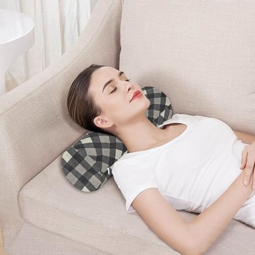Round Bolster Pillow Small Neck Roll Pillow Long Round Pillow Cylinder Pillows for Sleeping Cervical Pillow Covers with Zipper Argyle Plaid Dimgray