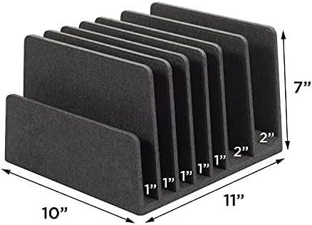 MobileVision Executive Dark Gray Device Organizer for Smartphones, Tablets and Laptops, 7 Slots with Extra Wide Slots for Laptops