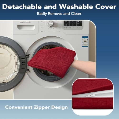 Chair Cushions for Dining Chairs, Non Slip Chair Pads with Ties and Washable Covers, Memory Foam Kitchen Chair Cushions Set of 8, 16"X16"X2.5", Red