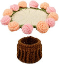Transformable Knitted Rose 2-in-1 Flower Basket Handmade Crochet