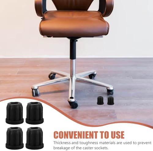 SHINEOFI 20Pcs Chair Wheel Sockets Caster Round Inserts, Plastic Covers for Computer Chair Swivel Caster Socket Sleeve Cap Replacement for Wheel Stem, Black