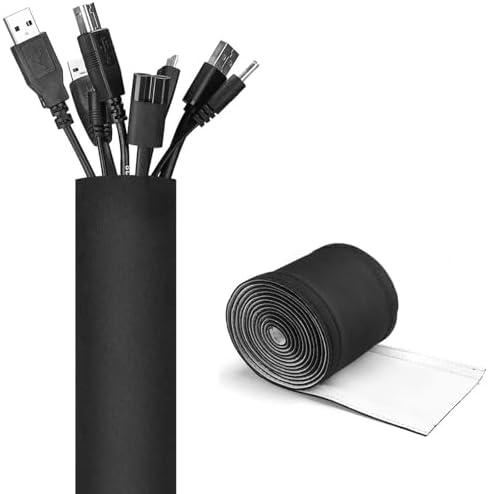 JOTO 2 Pack Cable Management Sleeve -Black, 2 Large